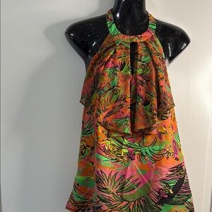🌟Neon by Macys Vibrant Multicolor Halter Women Blouse Size M - NWT